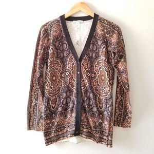 Isaac Mizrahi Paisley Print Cardigan Sweater